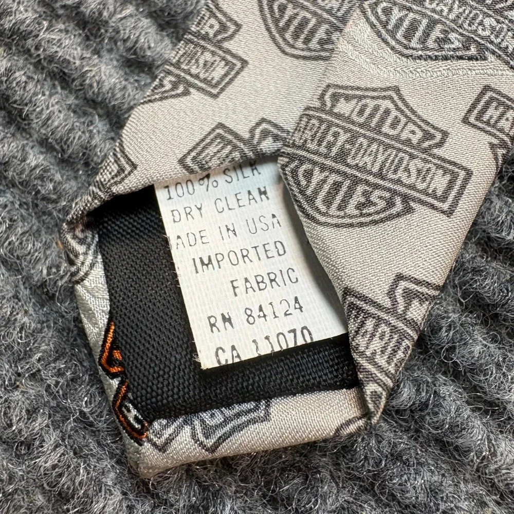 Harley Davidson Silk Tie Mens Grey Orange Bar & Shield Logo Ralph Marlin 2005